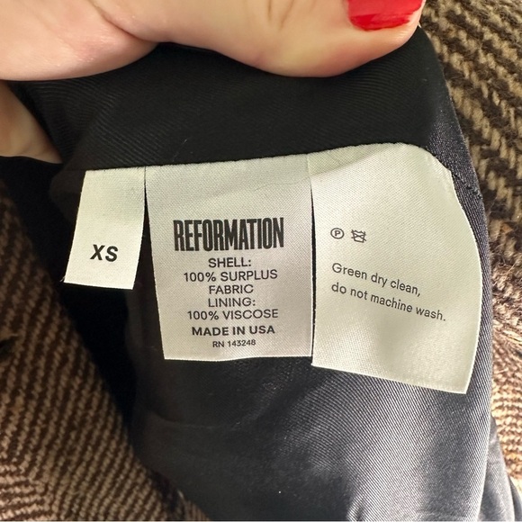 NWT REFORMATION Lasker Coat Brown Mid Lenght SZ XS - Picture 5 of 12